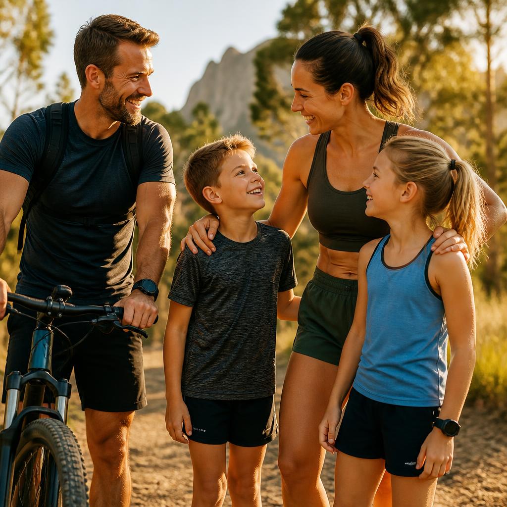 Famille sportive en plein air