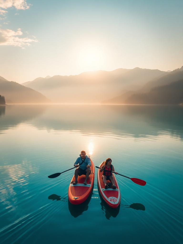 Famille en stand-up paddle