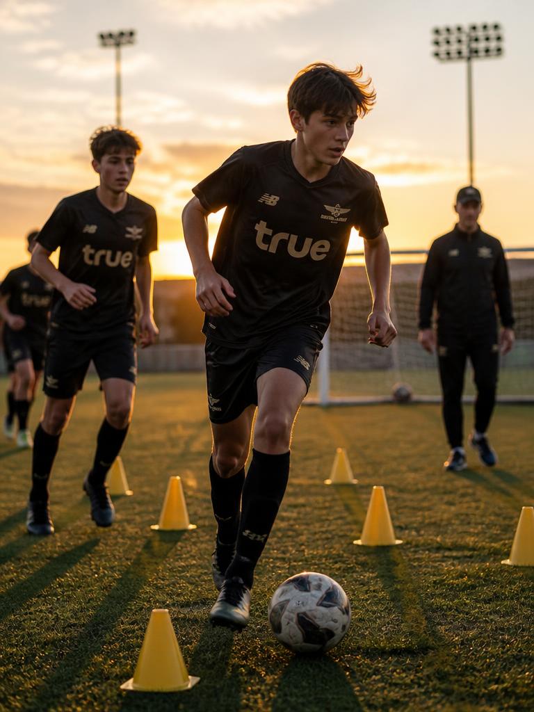 Jeunes joueurs à l'entraînement dans un club de football