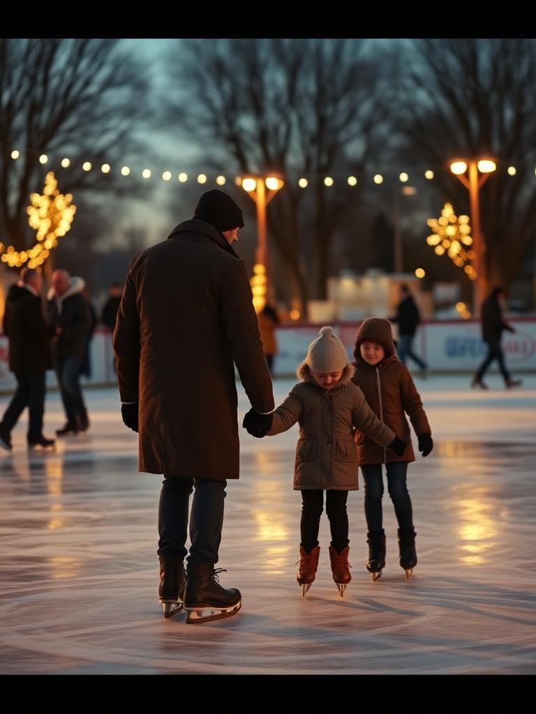 Famille en patinage sur glace