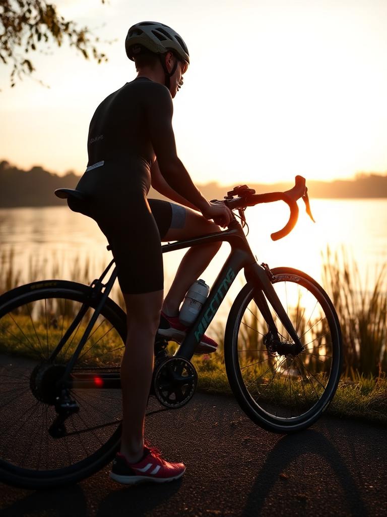 Triathlon au bord d'un lac